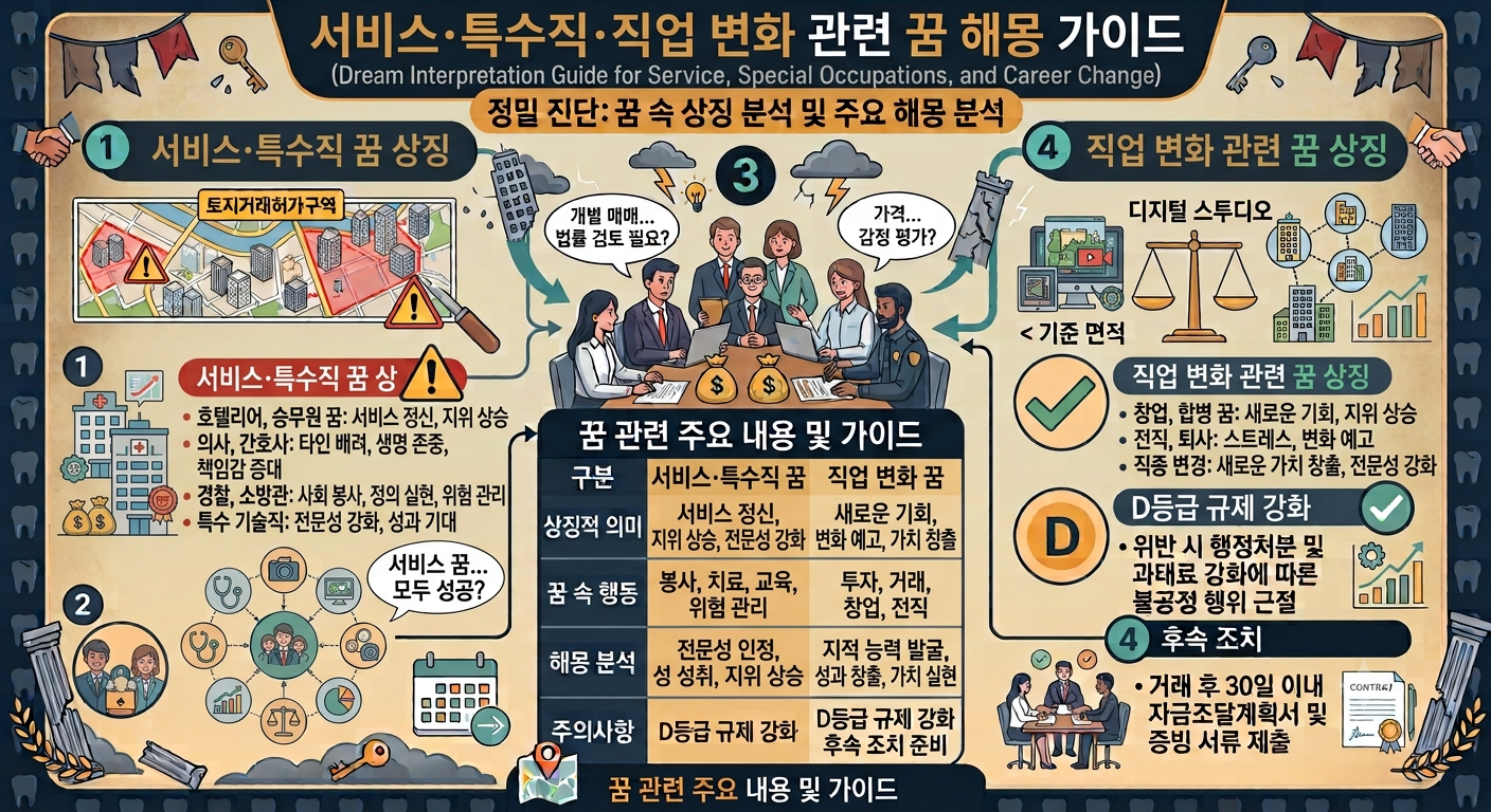 서비스&middot;특수직&middot;직업 변화 관련 꿈, 농부&middot;군인&middot;미용사&middot;승진&middot;이직&middot;해고 꿈