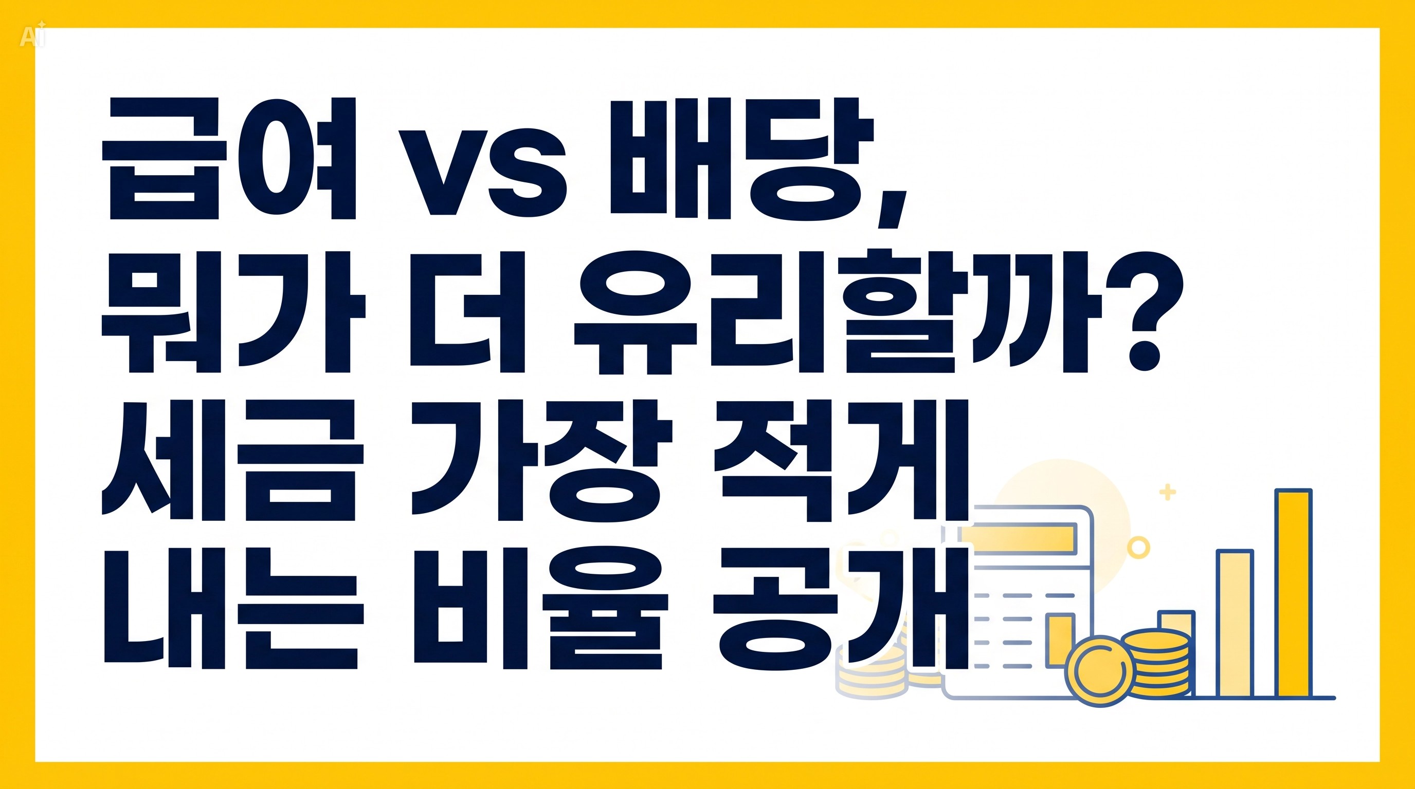 급여 vs 배당, 뭐가 더 유리할까? 세금 가장 적게 내는 비율 공개