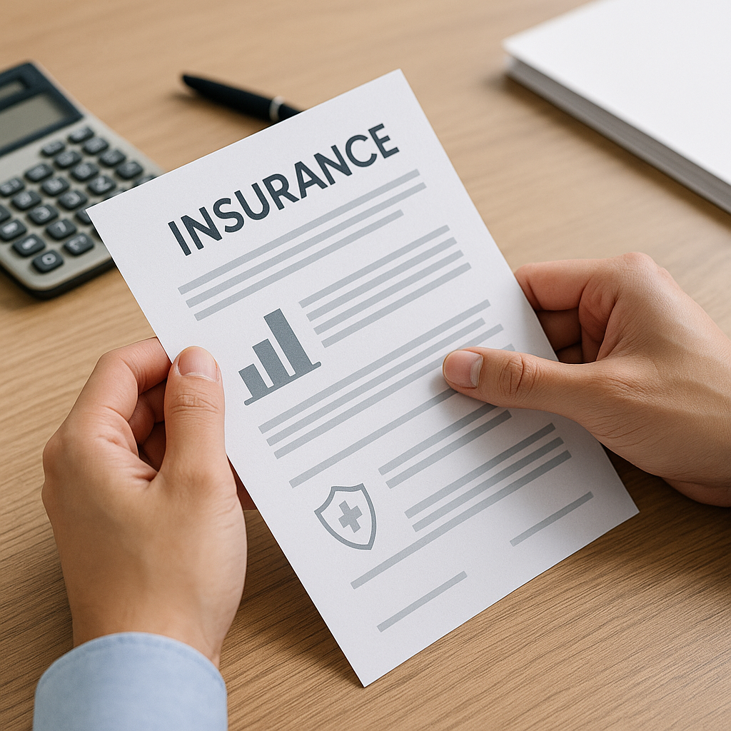 보험 증권을 살펴보는 손