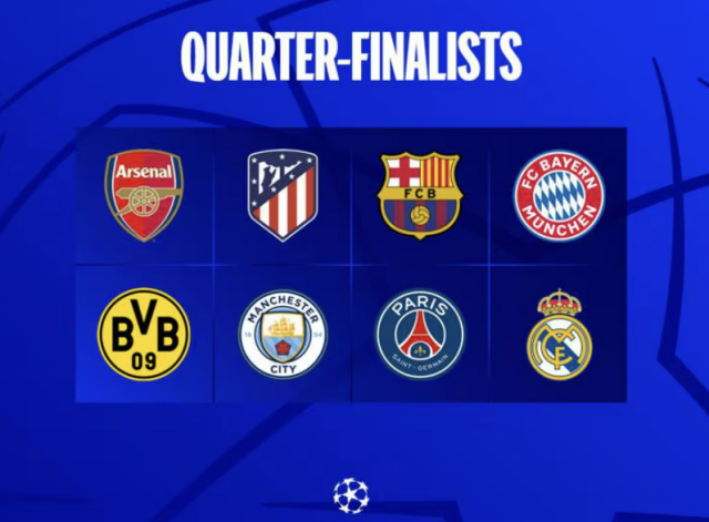 23/24 시즌 UEFA 챔피언스리그 8강 진출팀