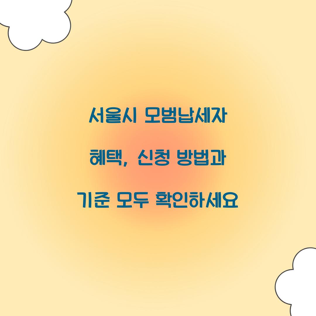 서울시 모범납세자 혜택