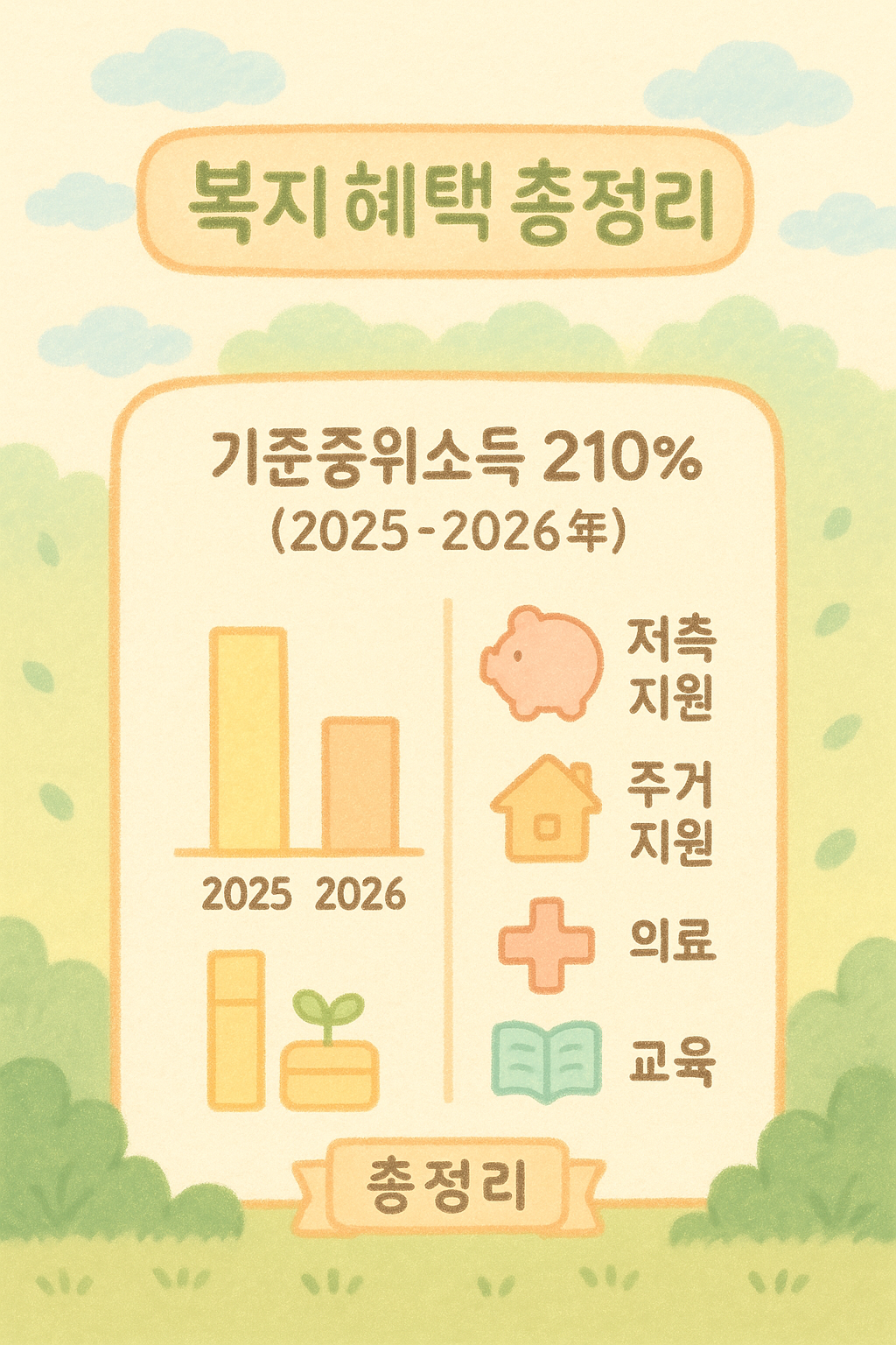 기준중위소득의 2025년과 2026년 정보에대한 사진