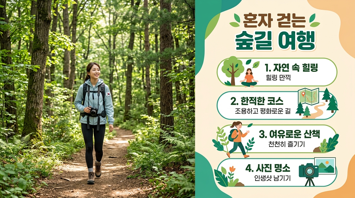 사람들로 붐비지 않는 한적한 숲길에서 즐기는 진정한 힐링 여행