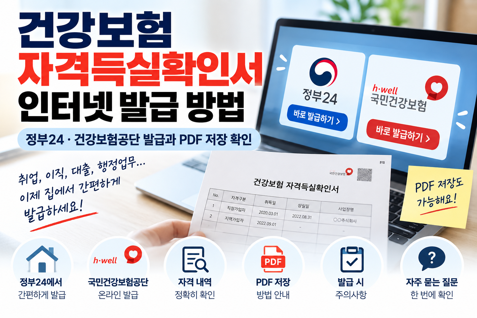 건강보험 자격득실확인서 인터넷 발급 방법과 정부24 건강보험공단 이용 절차를 정리한 안내 이미지