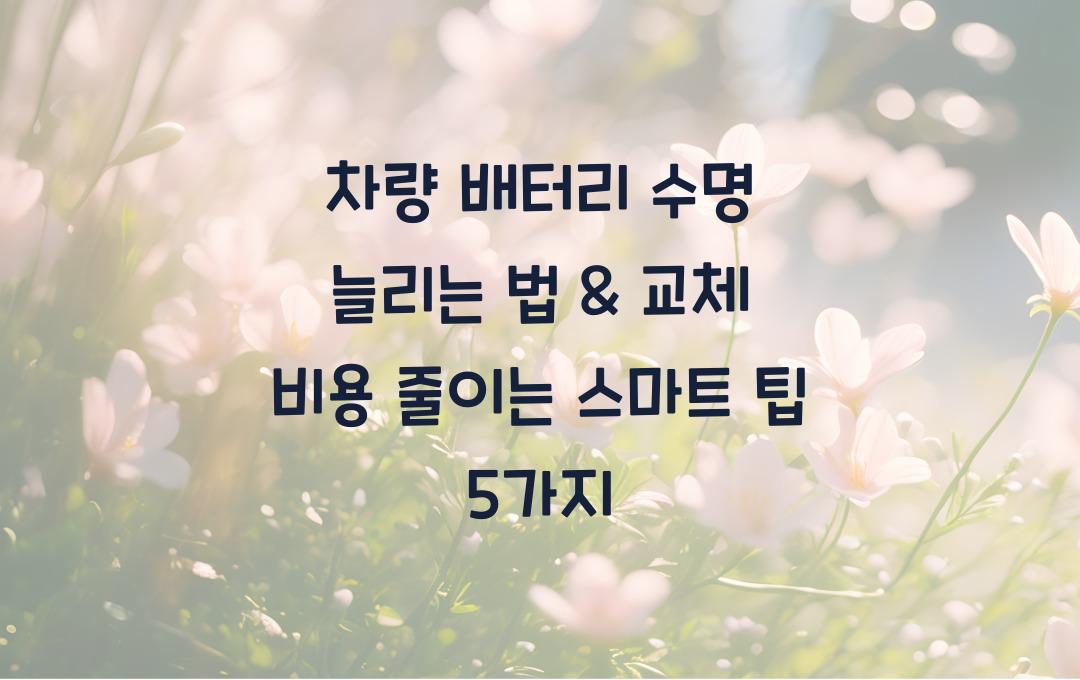 차량 배터리 수명 늘리는 법 & 교체 비용 줄이는 방법