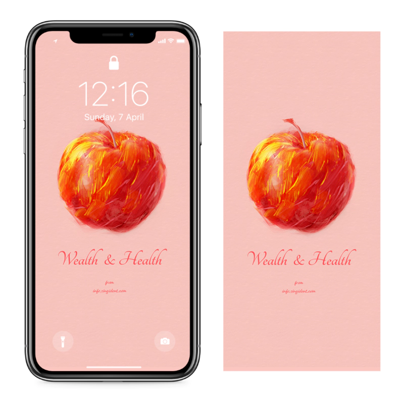 13 사과그림 C - Wealth and Health 돈들어오는배경화면