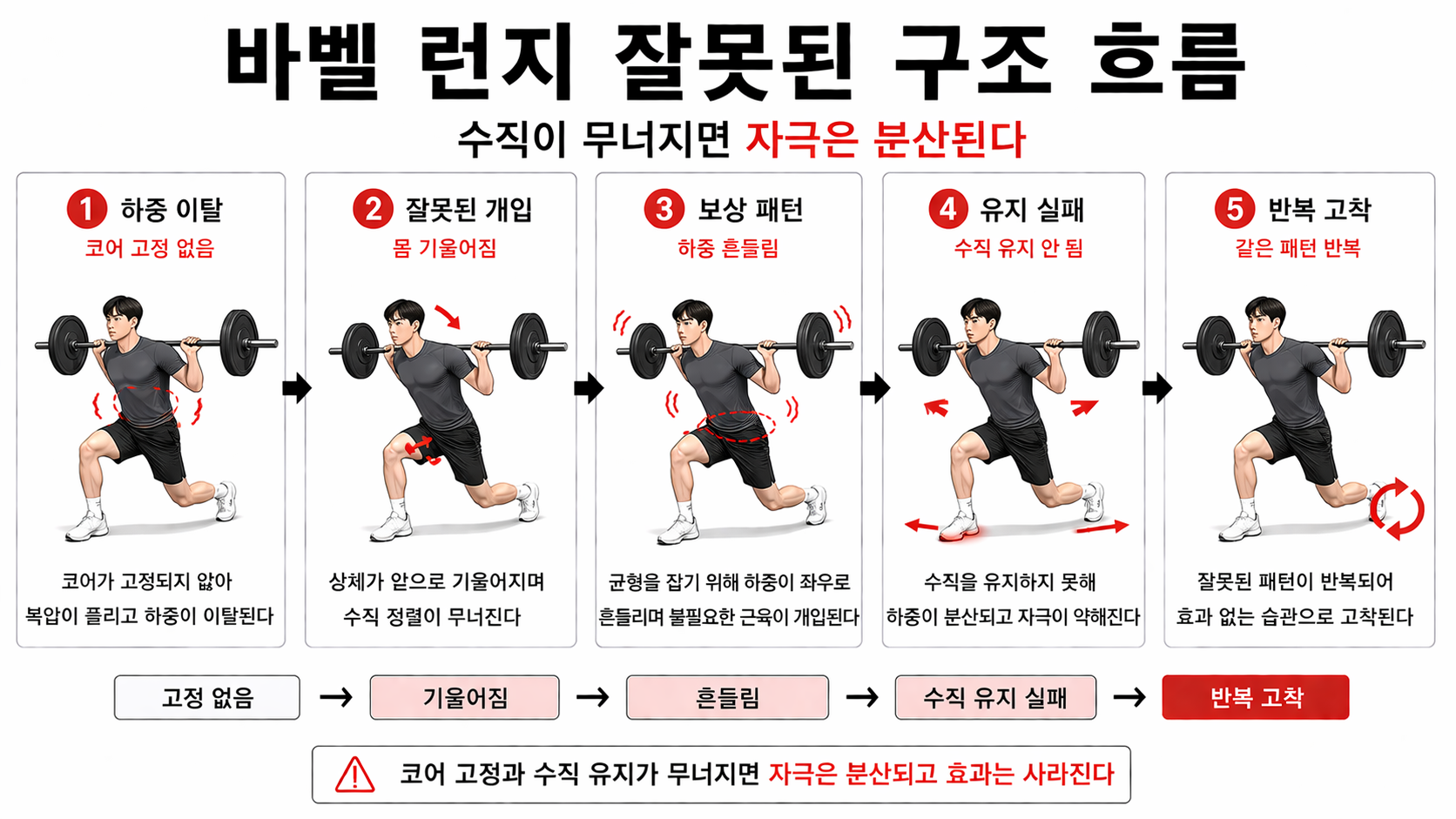 바벨 런지 잘못된 구조 흐름