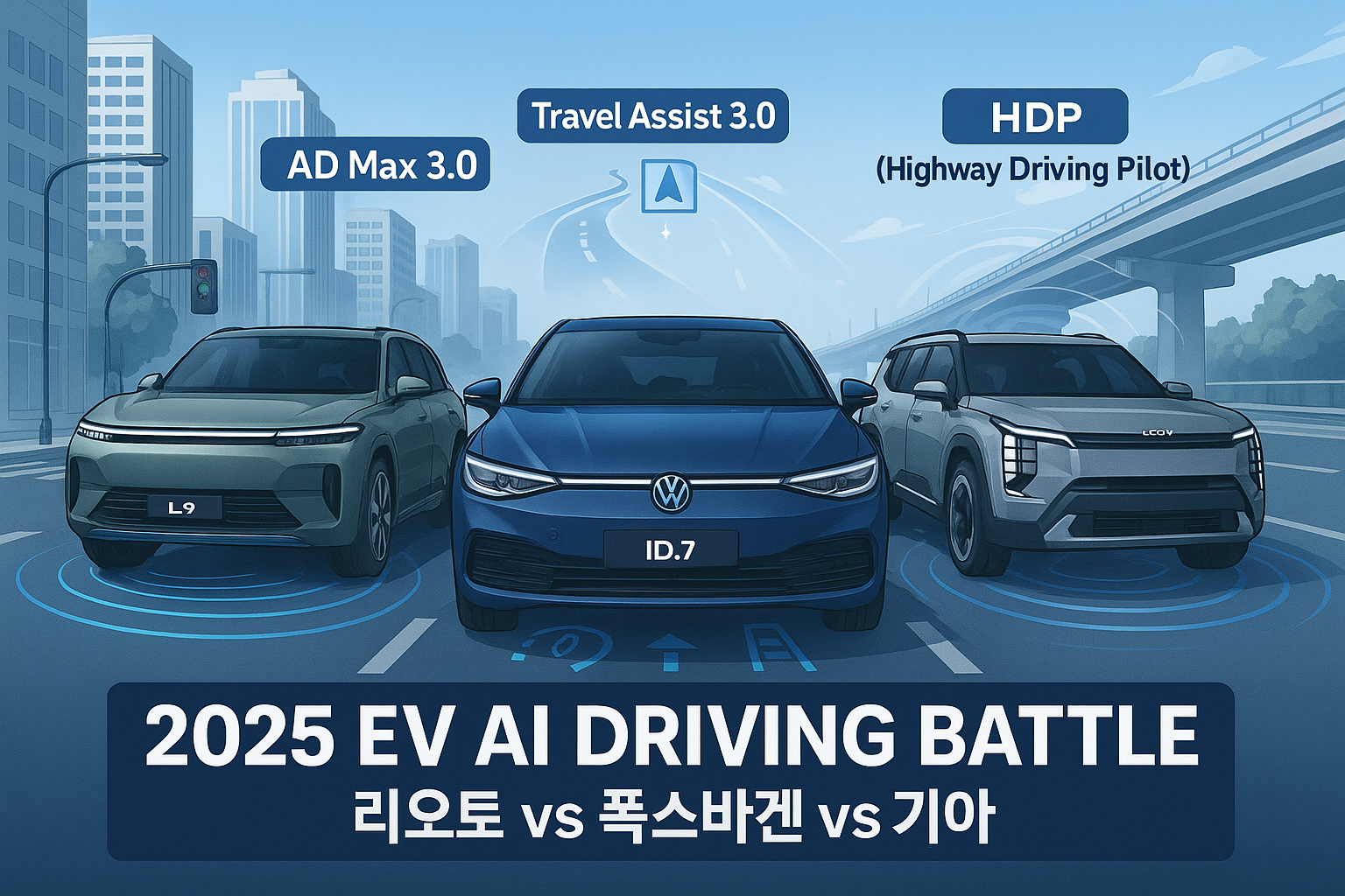 2025년형 EV AI 보조 운전 기능 비교, 리오토·폭스바겐·기아 어디까지 왔나?