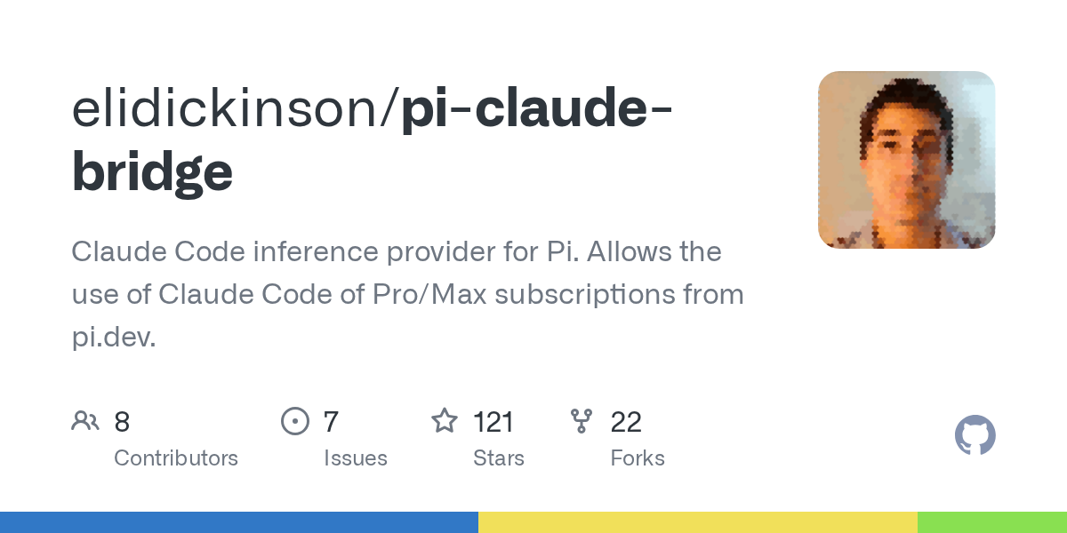 pi-claude-bridge - 에이전트 내부 SDK로 Claude를 직접 호출하는 인퍼런스 프로바이더 GitHub 공식 저장소