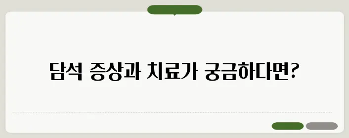 쓸개 담석 증상과 치료법