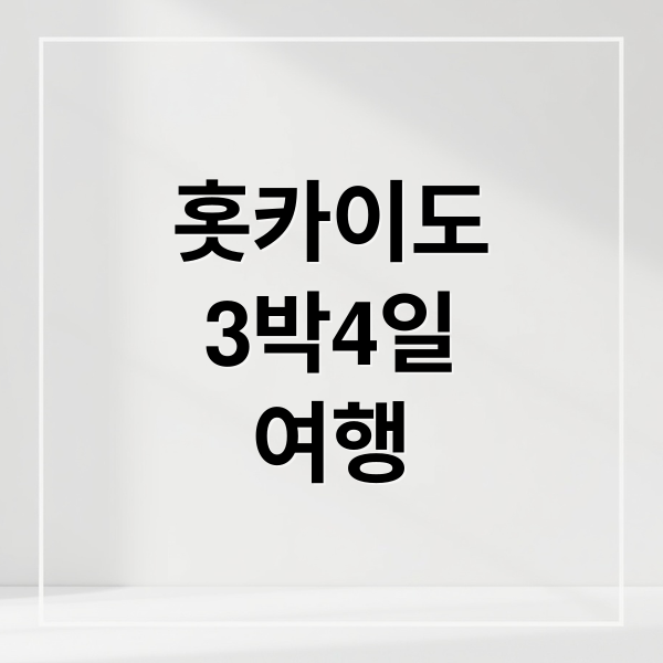 홋카이도 3박 4일 완벽 여행