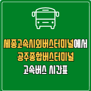 세종고속시외버스터미널에서 공주종합버스터미널 고속버스 시간표 요금 예매