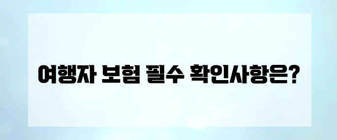 여행자 보험 필수 체크리스트 : 안전한 여행을 위한 준비