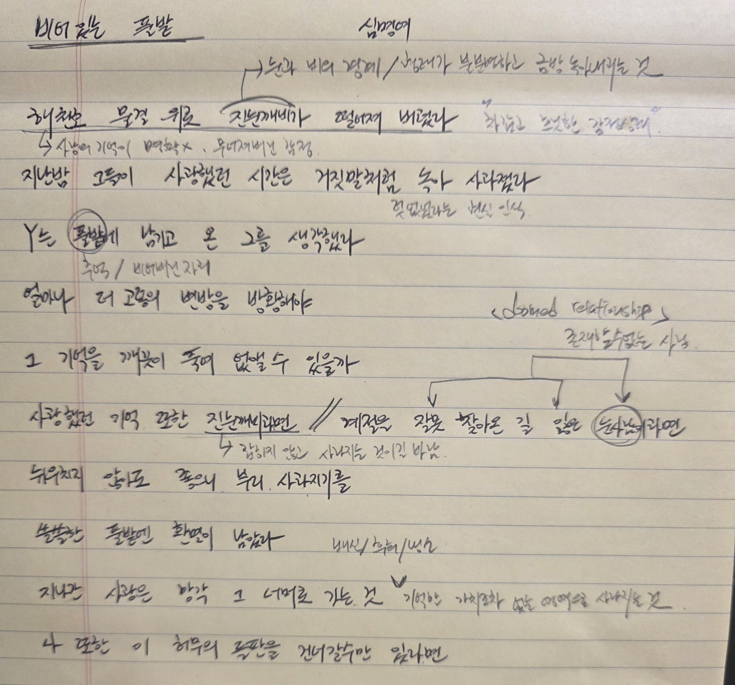 비어 있는 풀밭, 심명여