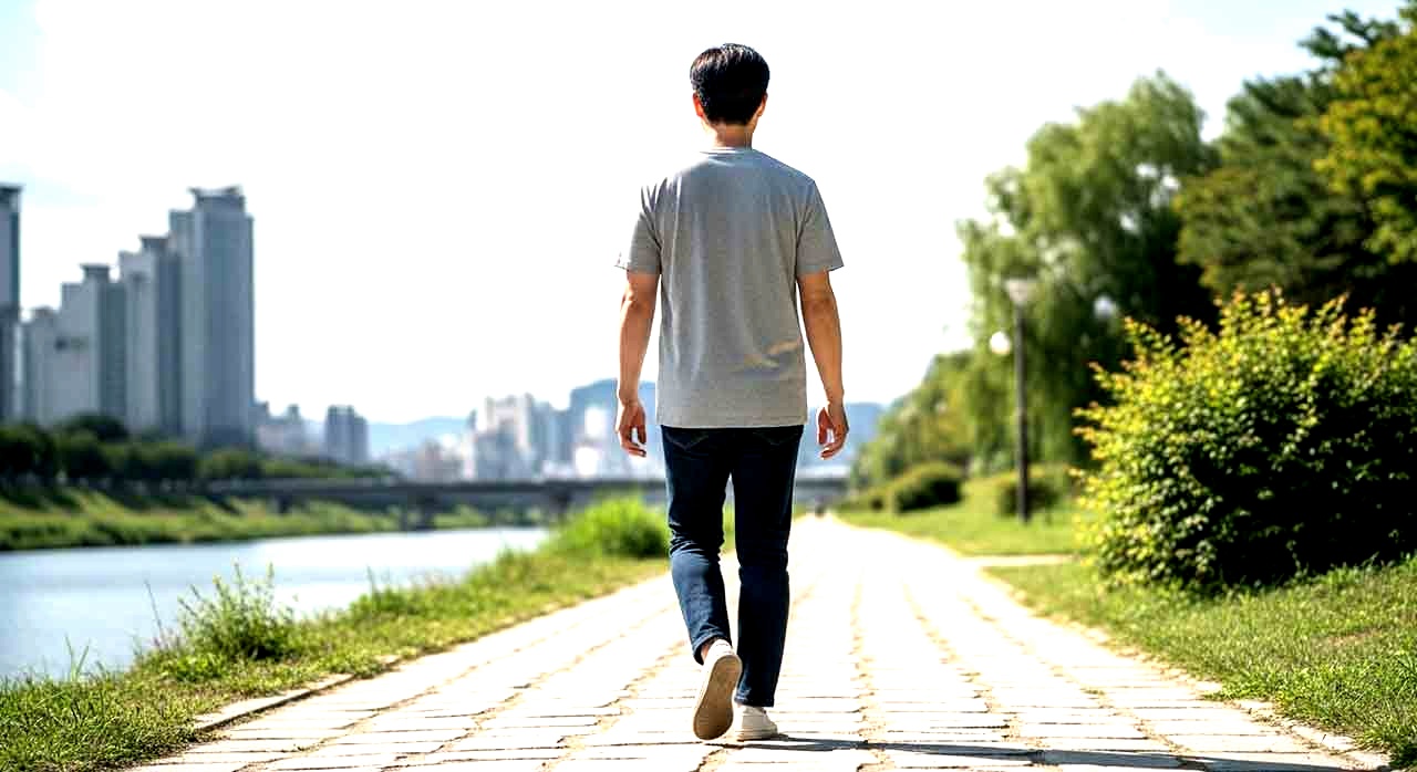 천천히 걷는 운동으로 일상을 관리하는 모습이다. [ⓒ이달의건강]