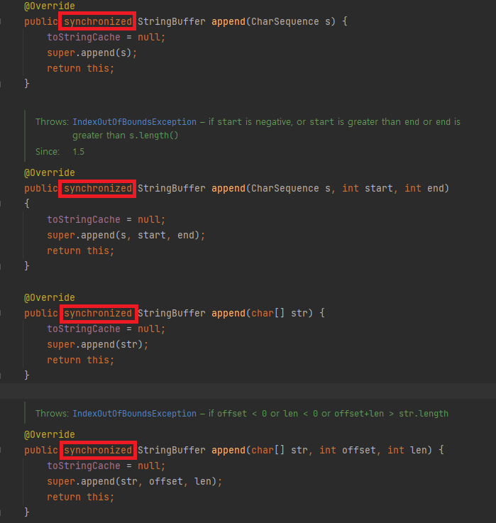 StringBuffer synchronized 메서드 구조