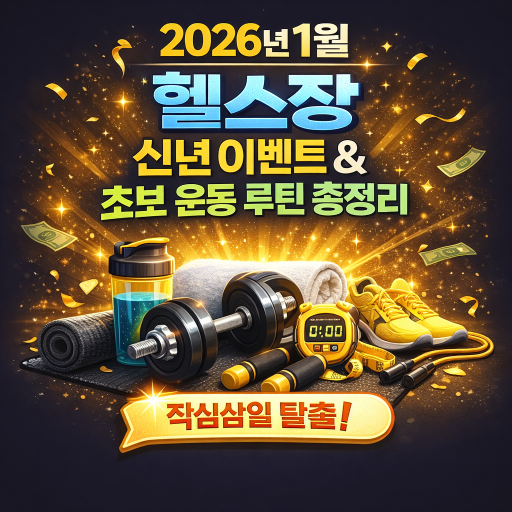 2026년 헬스장 신년 이벤트 & 초보 운동 루틴 총정리 (작심삼일 탈출!)
2026년 헬스장 이벤트, 헬스장 신년 할인, 새해 운동 루틴, 헬스장 등록 팁, 초보 헬스 루틴, PT 등록 주의사항, 헬스장 환불 규정, 헬스장 싸게 이용하는 법, 1월 다이어트 운동, 홈트레이닝 추천