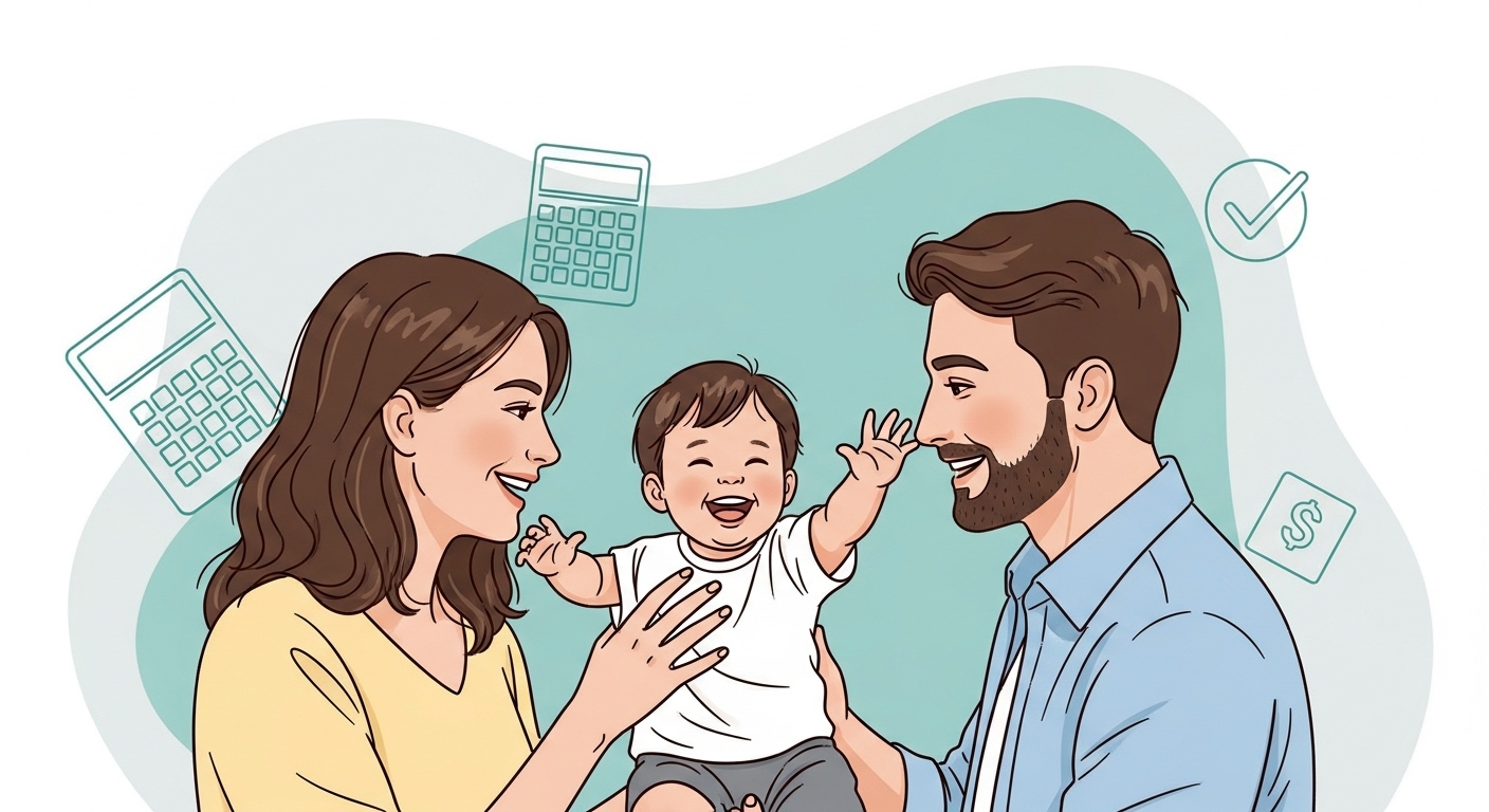 부모와 자녀가 행복하게 교감하는 가족의 모습이 그려진 이미지로, 자녀세액공제의 혜택과 가족의 행복을 나타냅니다.