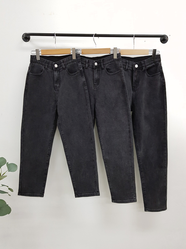 오조이 기모버전 추가입고 길이다양 4컬러 스판 편하다 허리밴딩 데님 팬츠 사이즈다양 숏 기본 롱기장
