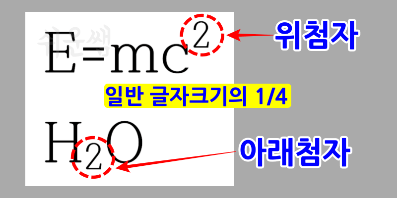 위첨자아래첨자 설명이미지