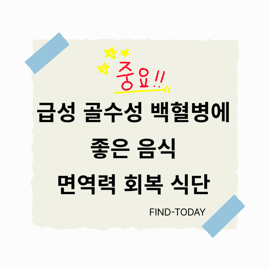 급성 골수성 백혈병에 좋은 음식, 면역력 회복 식단