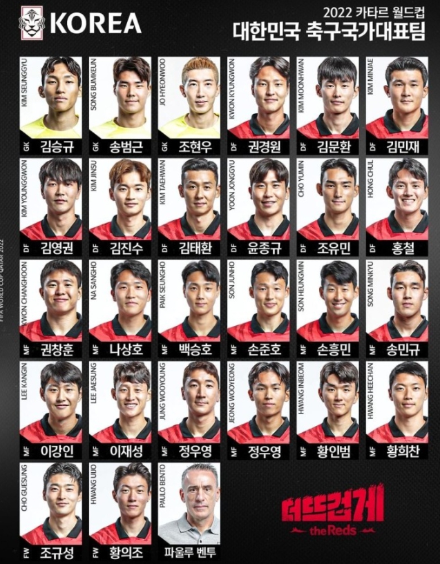 카타르 월드컵 대한민국 국가대표팀 명단