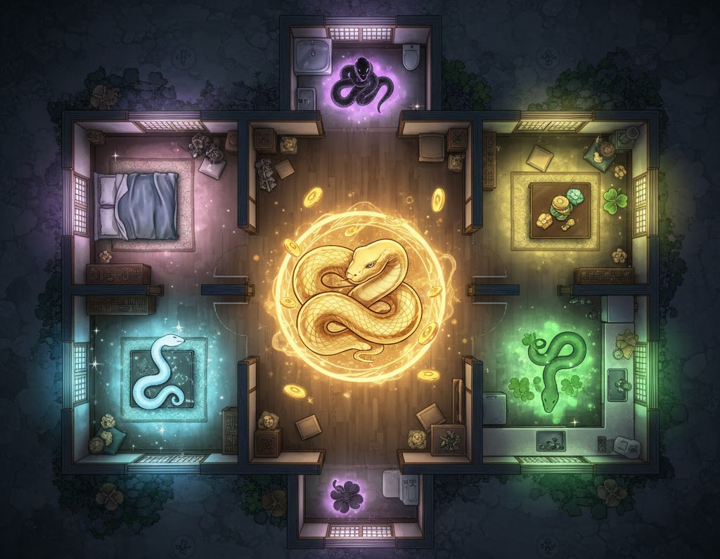 뱀이 집에 들어오는 꿈 해몽 - 엄청난 재물운이 찾아온다