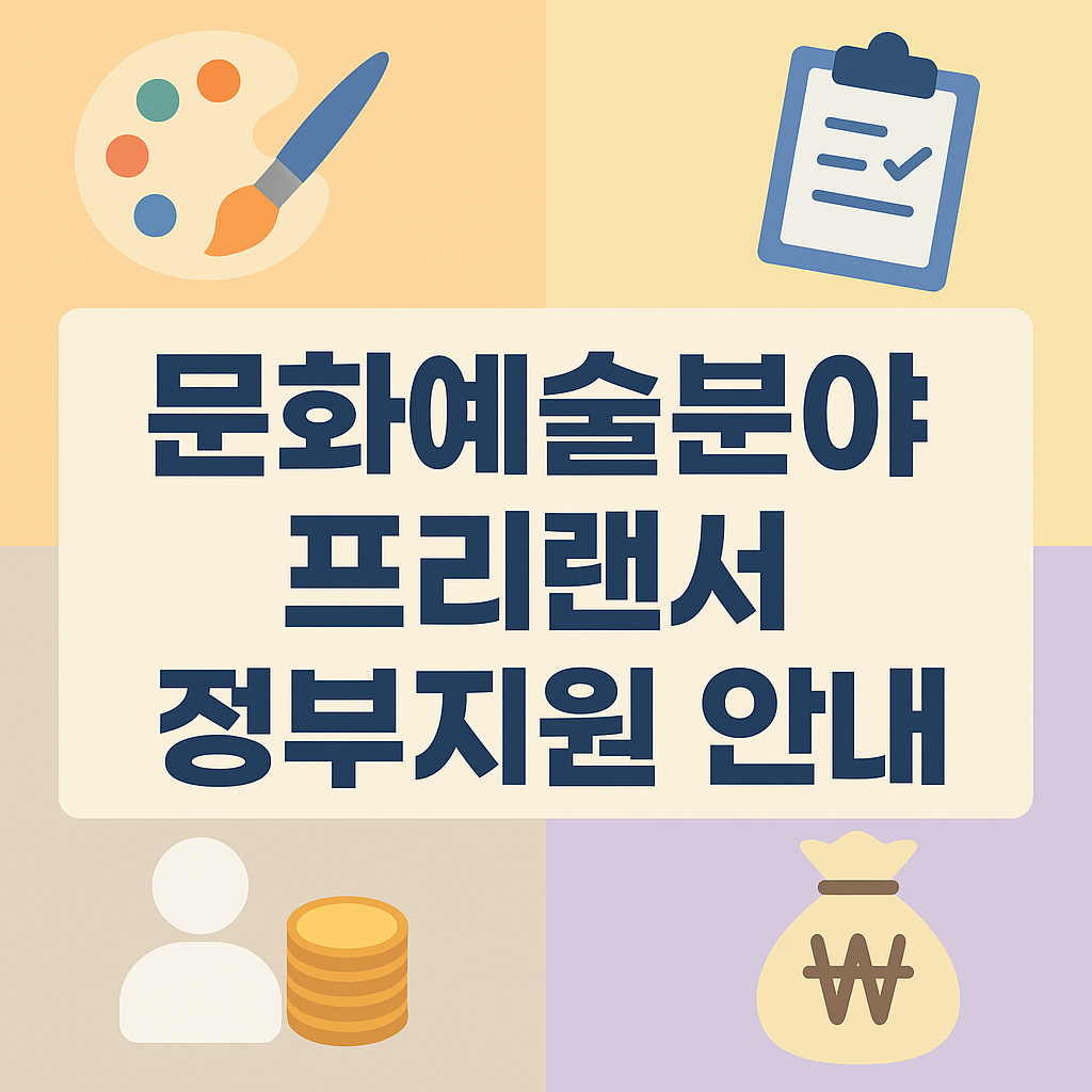 문화예술분야프리랜서 정부지원 안내 문구 이미지화