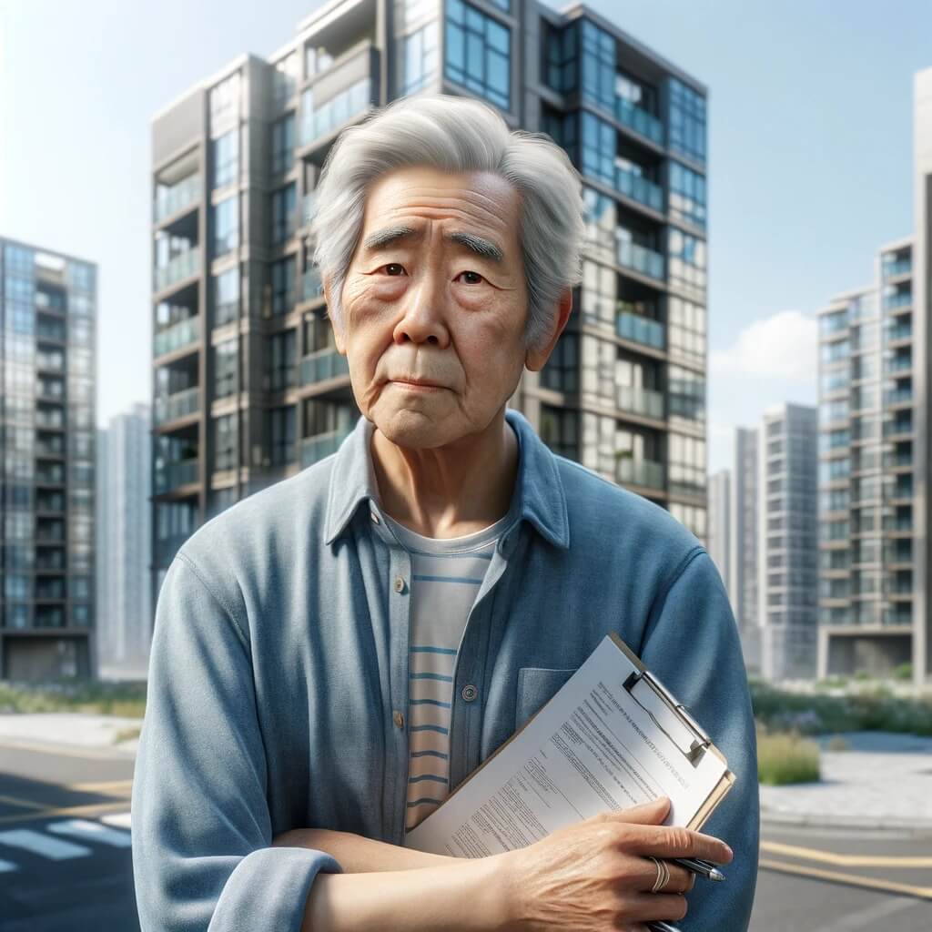 어르신-아파트-앞에-서있는-모습