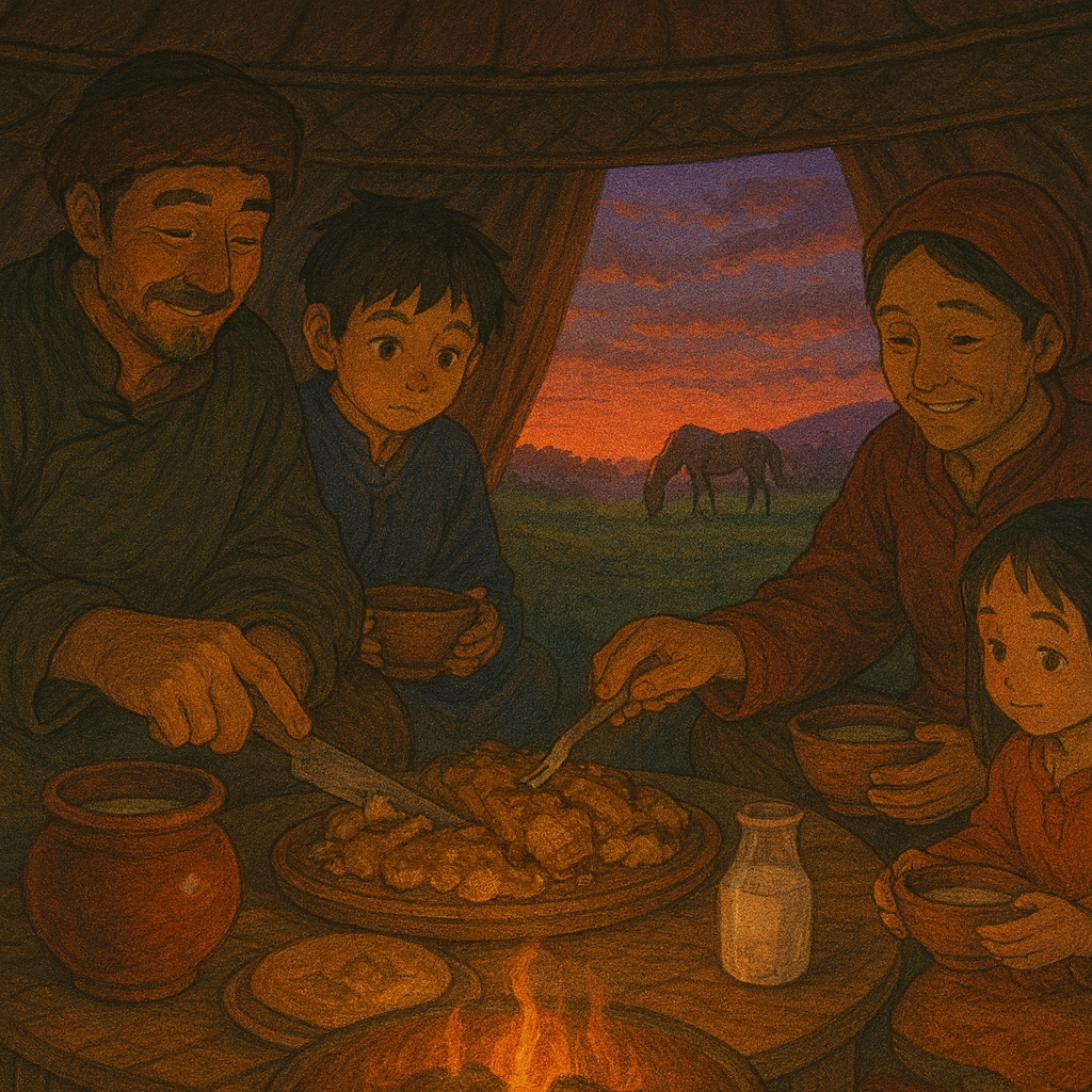 "고기를 나누며 생존의 리듬을 나눴던 유목민의 저녁식사"