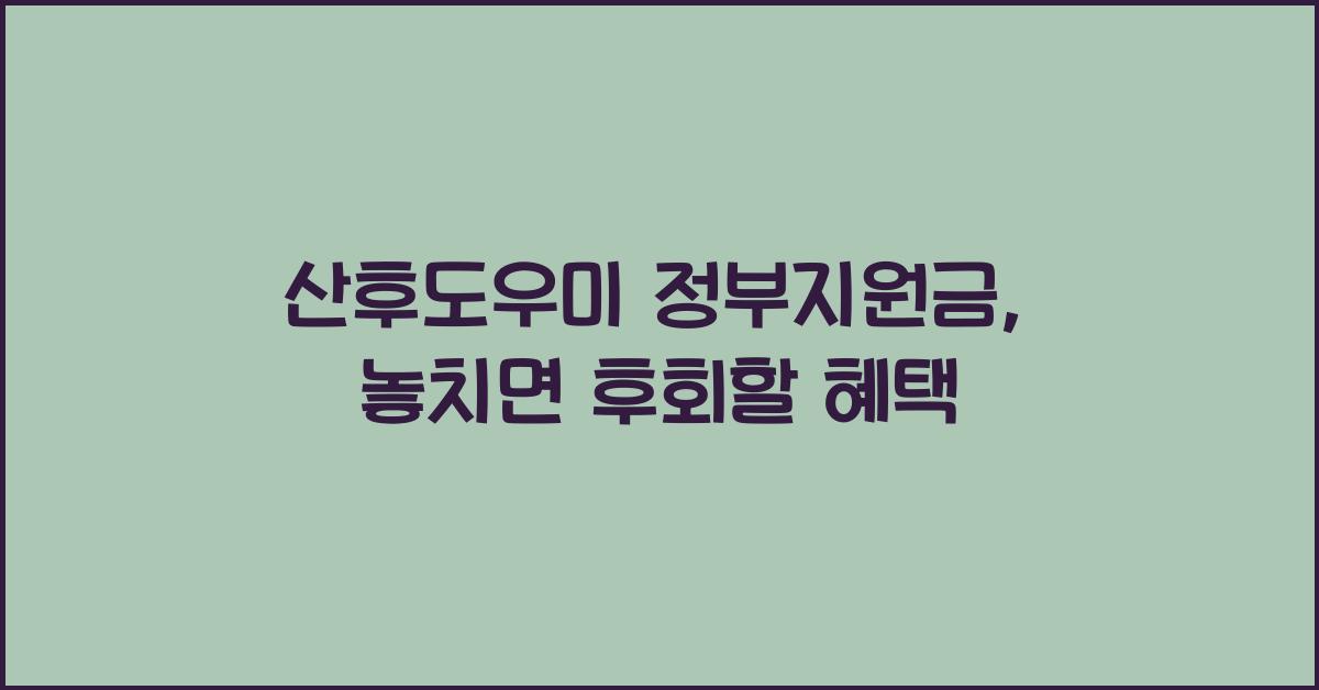 산후도우미 정부지원금