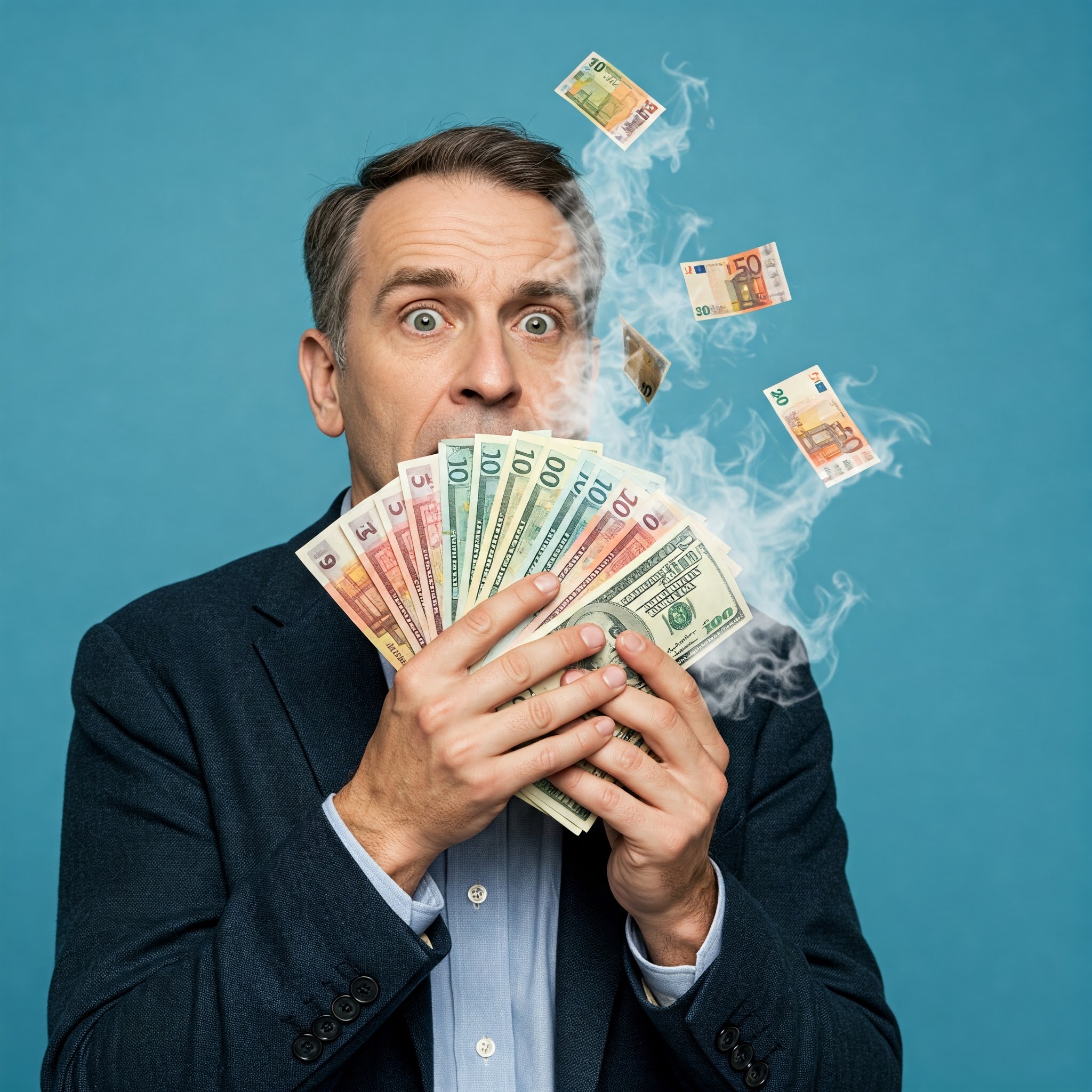 돈의 가치가 점점 떨어지는 모습을 보여주는 이미지