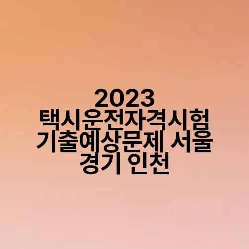 2023 택시운전자격시험 기출예상문제 서울 경기 인천