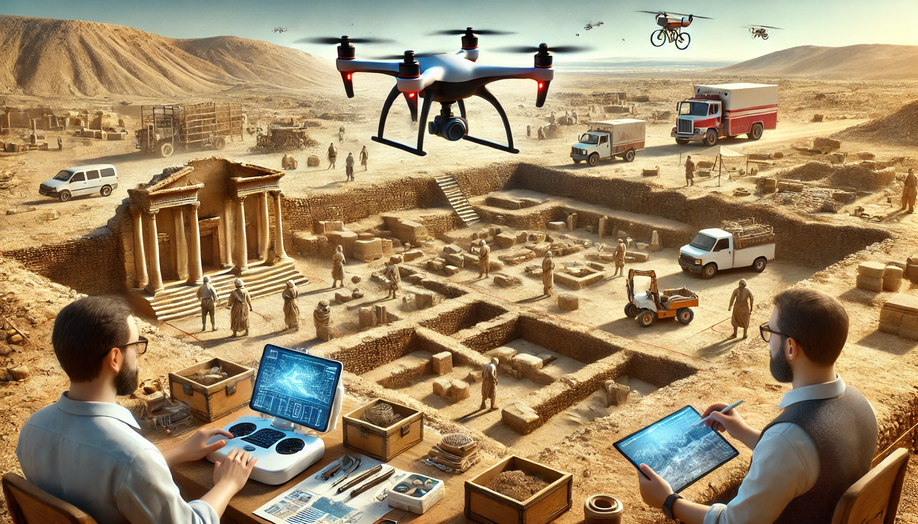 드론이 고고학 연사 연구에 활용되는 사진