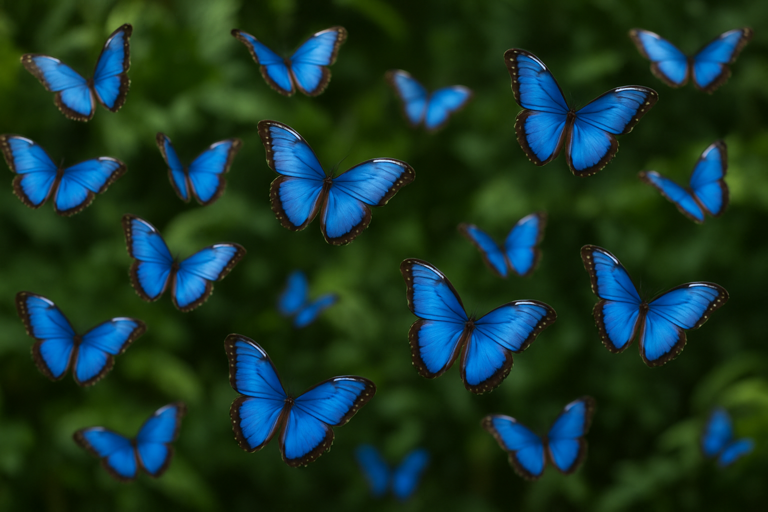 신비로운 파란 날개를 가진 몰포나비 사진