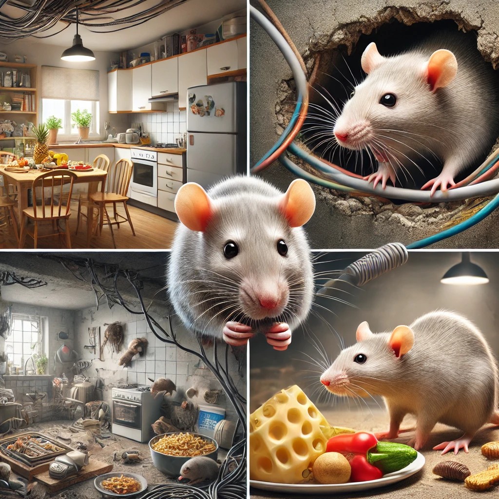 여러가지 환경에서 서식하는 쥐의 사진