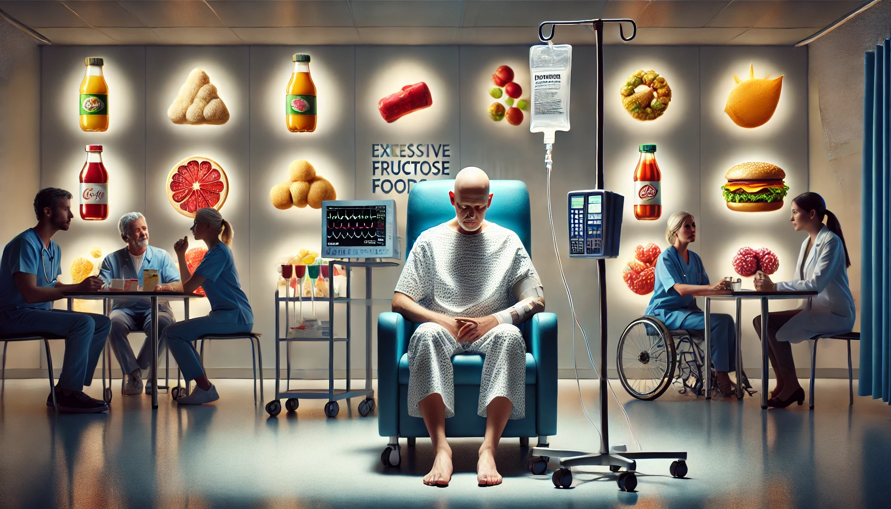 과당섭취로 인해 암이 발생한 환자의 우울한 모습