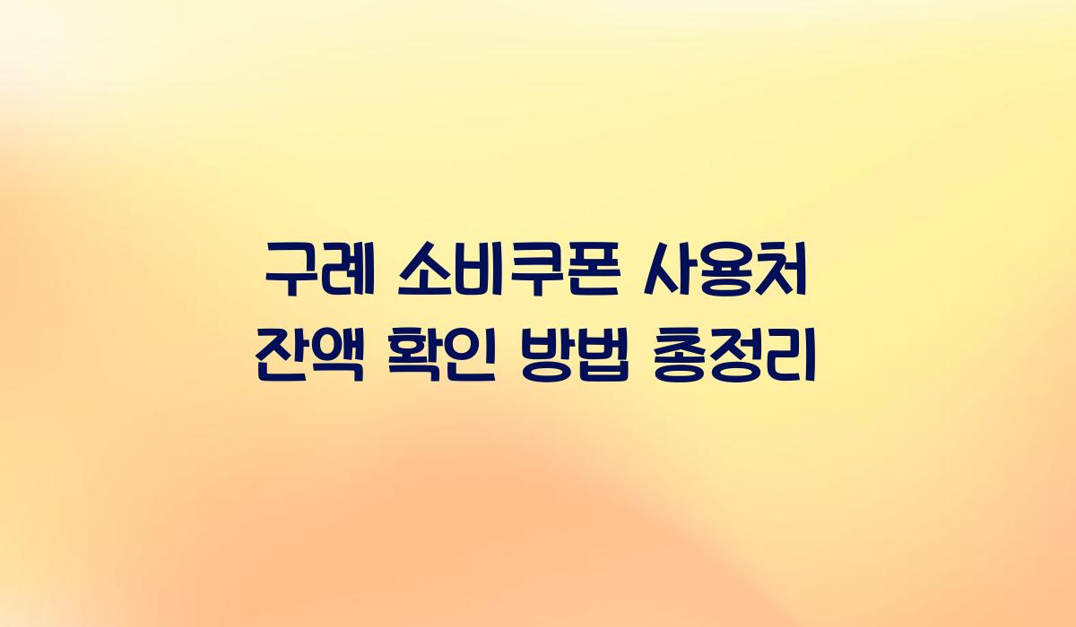 구례 소비쿠폰 사용처 잔액 확인 방법 총정리