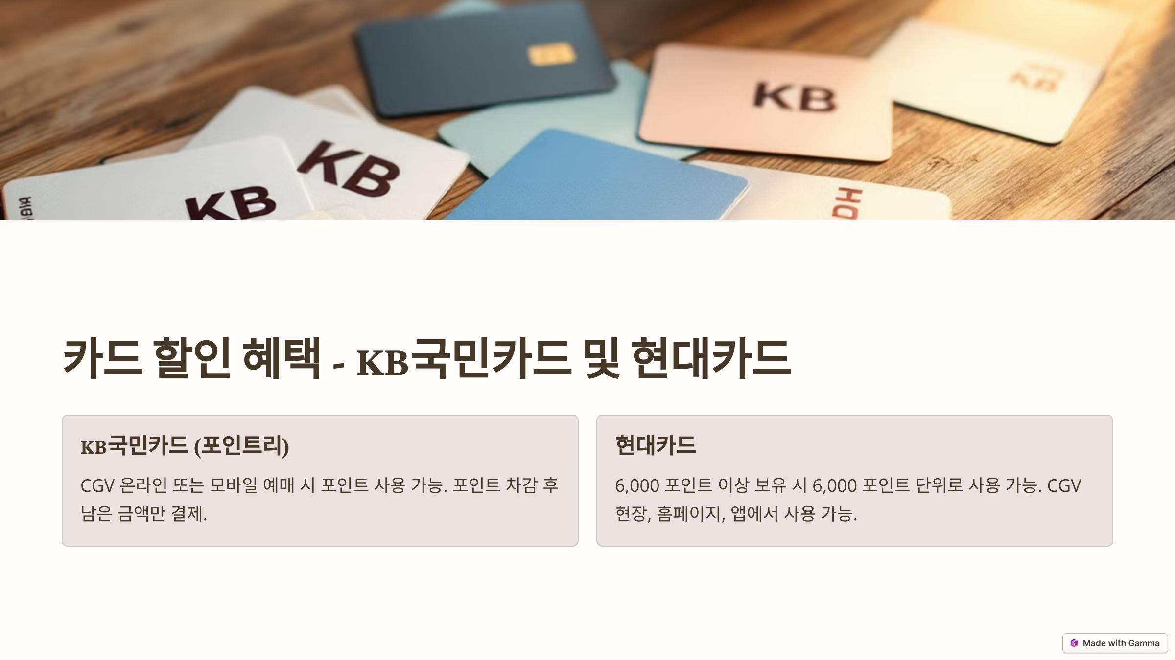 연대카드 국민카드 CGV할인 안내