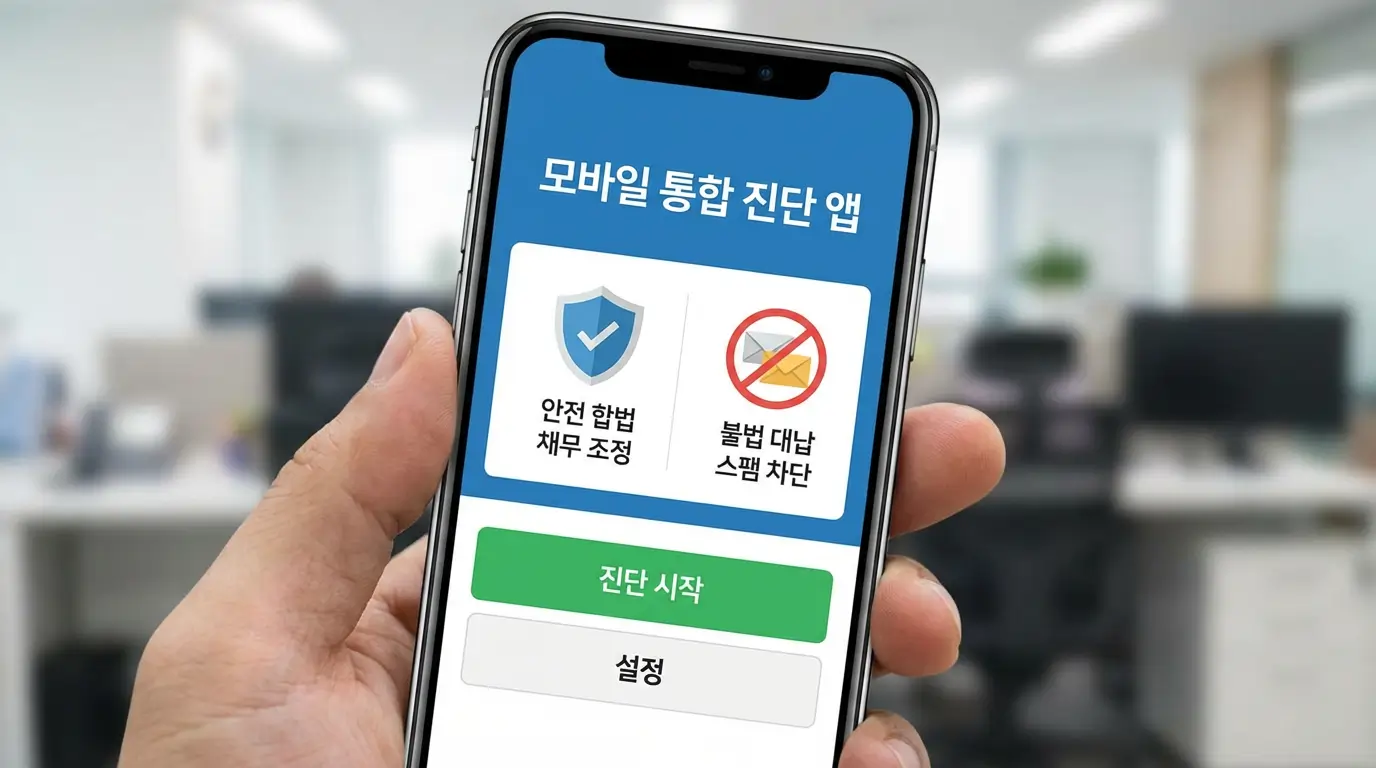 모바일 통합 진단 앱 안전 합법 채무 조정 및 불법 대납 스팸 차단