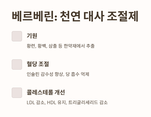 베르베린 효능 : 혈당조절, 콜레스테롤 개선