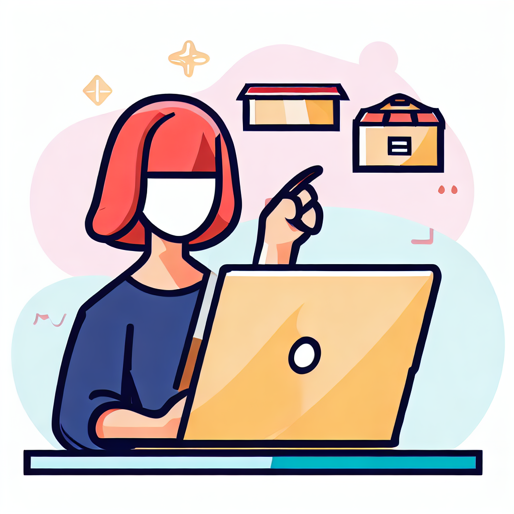 Vector style image of a person managing an online store on their laptop
