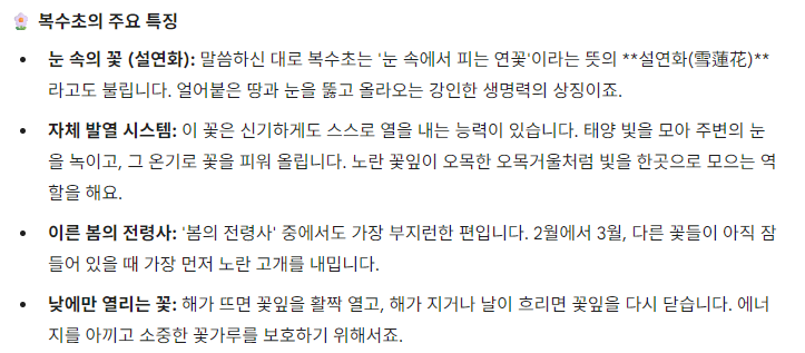 복수초 제미나이 설명 글