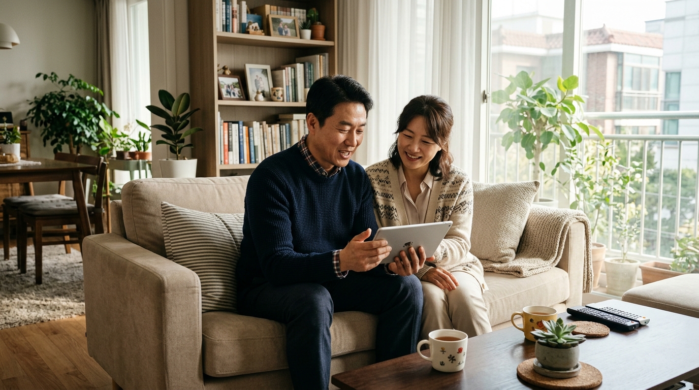 정부의 손실 방어 구조 덕분에 안심하고 국민성장펀드 수익률을 신뢰하는 한국인 부부