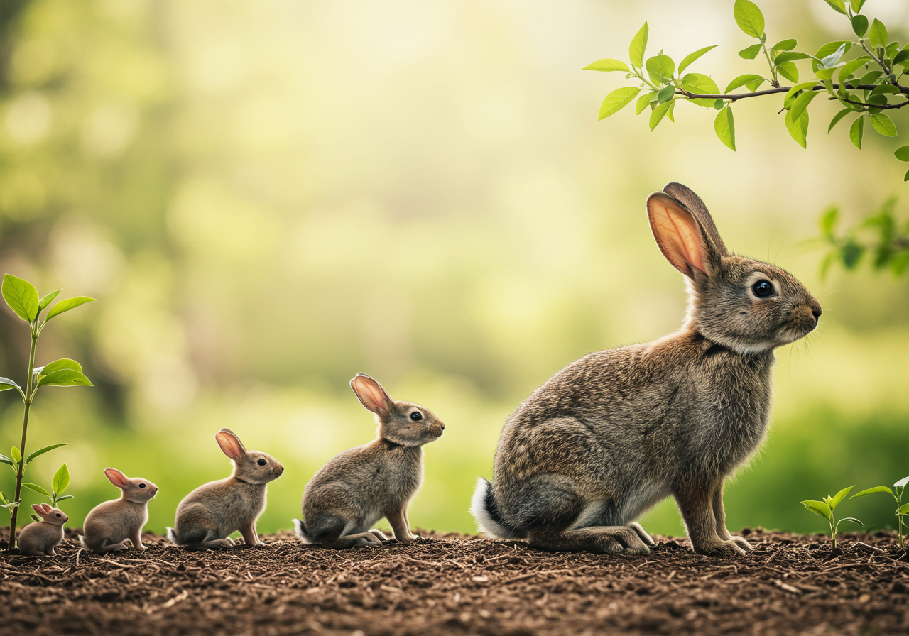 성장하는 토끼 꿈 - 단계적 발전의 상징