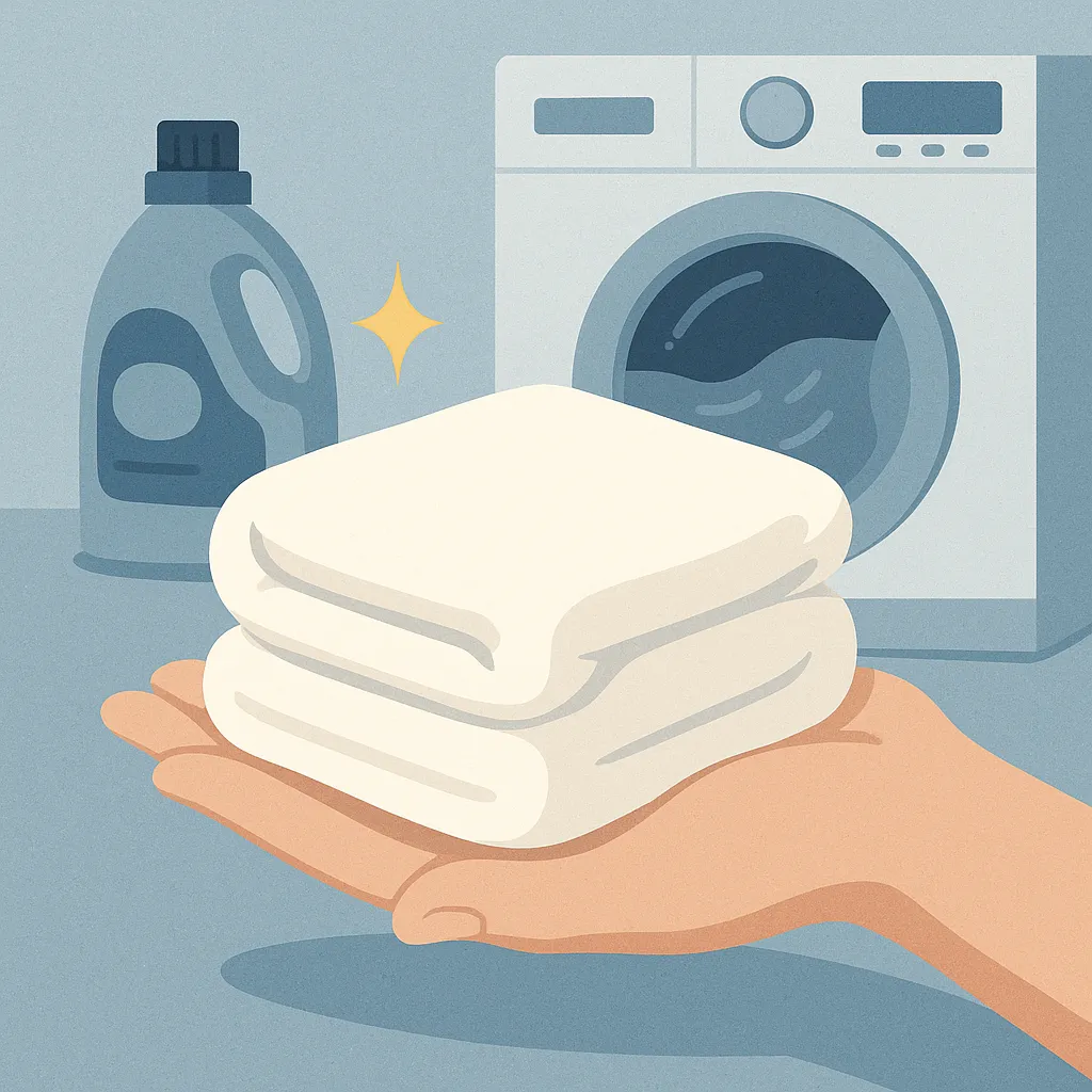 부드러운-수건-만드는-세탁법을-상징적으로-표현한-일러스트-이미지로-세탁기와-보송보송한-수건을-묘사