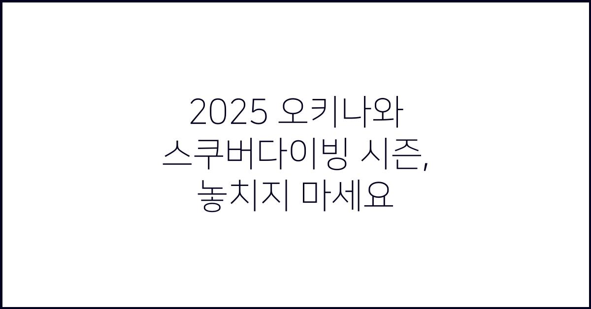 2025 오키나와 스쿠버다이빙 시즌