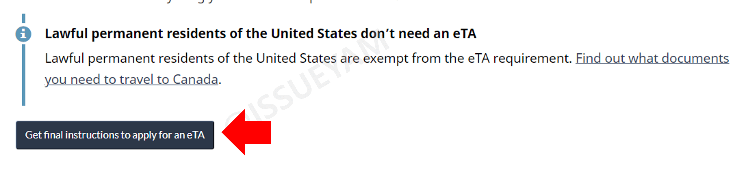 캐나다 eTA 신청 버튼 클릭