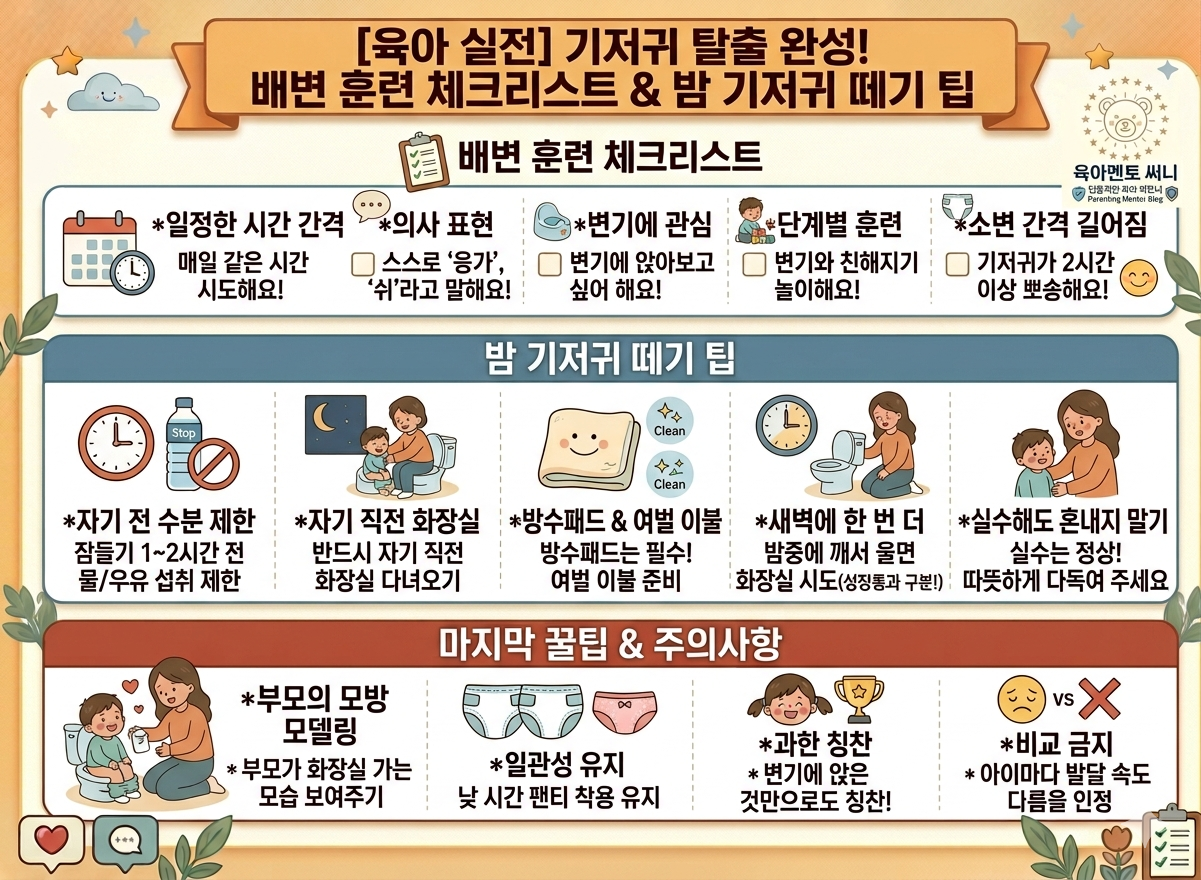 육아 실전 배변 훈련 체크 리스트, 밤 기저귀 떼기