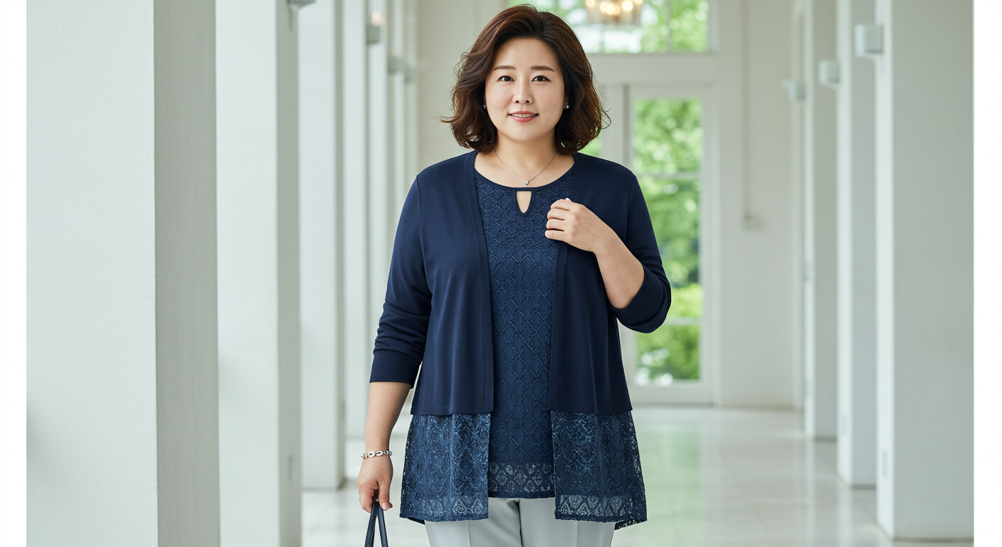 중년여성 체형 커버 코디